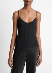 Ribbed V-Neck Camisole in Shirts & Tees - BLACK