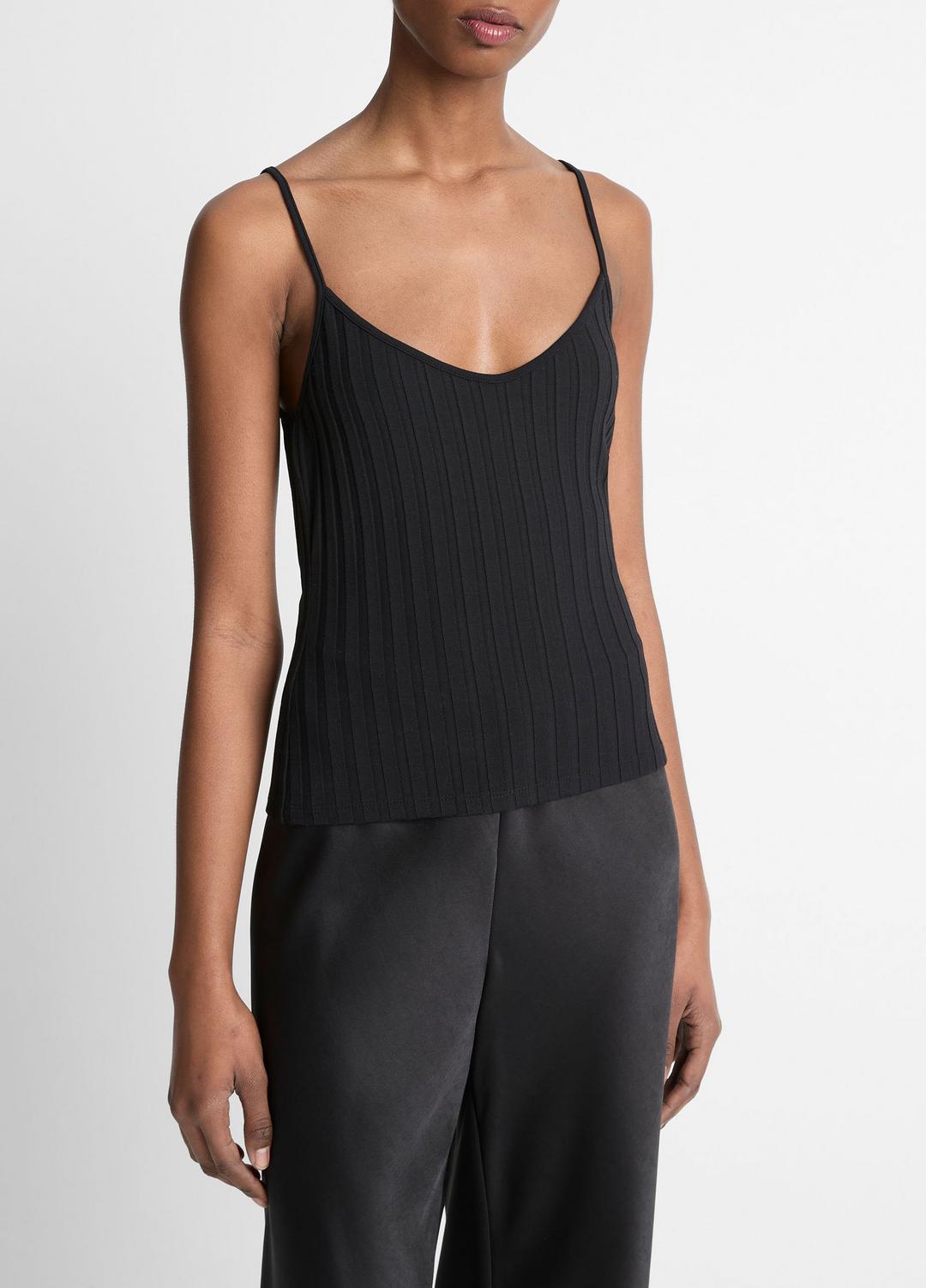 Ribbed V-Neck Camisole in Shirts & Tees - BLACK
