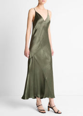 Paneled Satin Bias Slip Dress in Dresses & Skirts - HERBA