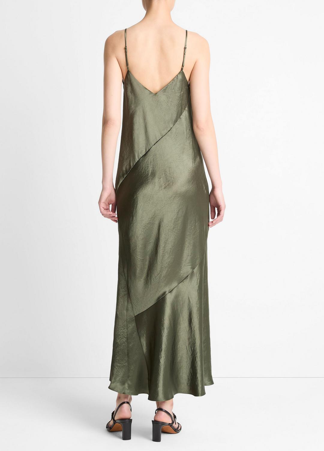 Paneled Satin Bias Slip Dress in Dresses & Skirts - HERBA