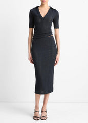 Textural Cotton Midi Skirt in Dresses & Skirts - COASTAL BLUE
