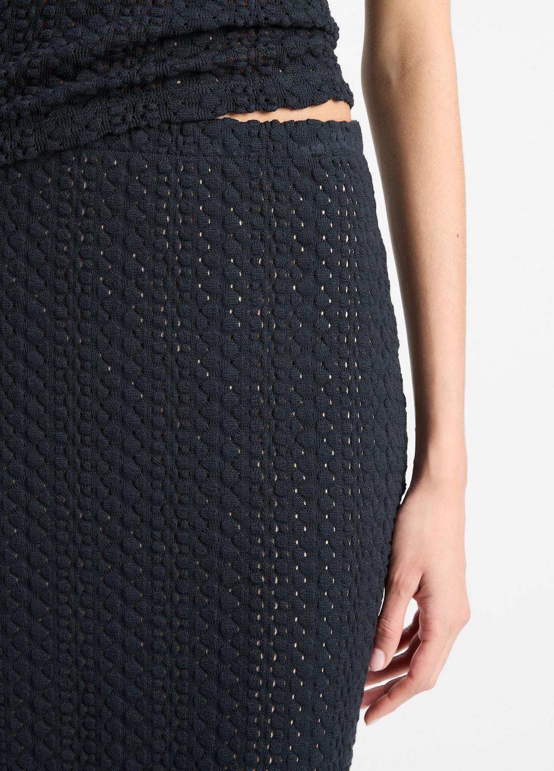 Textural Cotton Midi Skirt in Dresses & Skirts - COASTAL BLUE