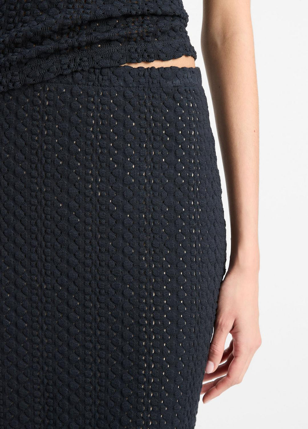 Textural Cotton Midi Skirt in Dresses & Skirts - COASTAL BLUE