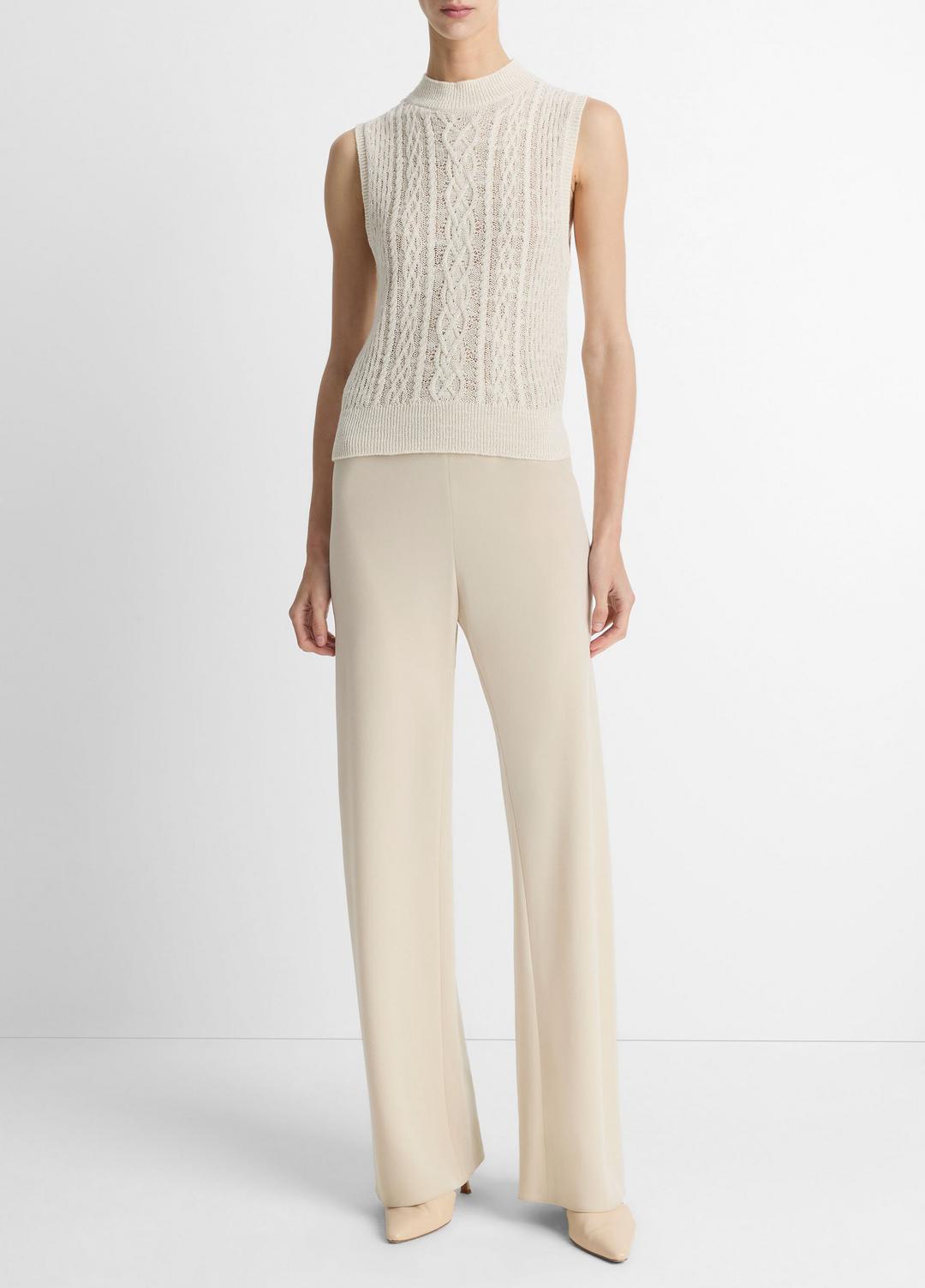 Cable Cotton-Blend Double-Layer Shell in Sweaters - OFF WHITE/GOLD CLIFF