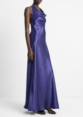 Satin Cowl-Neck Maxi Dress in Dresses & Skirts - DEEP IRIS