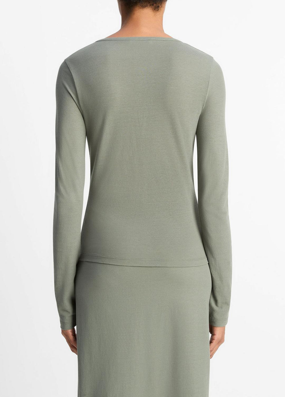 Cotton Crepe Jersey Cardigan in Shirts & Tees - CLAY SAGE
