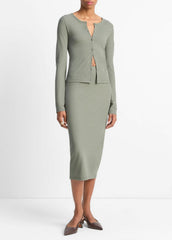Cotton Crepe Jersey Cardigan in Shirts & Tees - CLAY SAGE