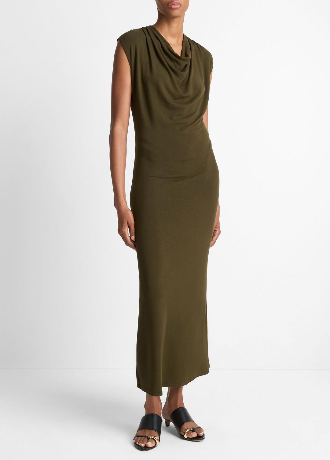 Jersey Draped Cowl-Neck Dress in Dresses & Skirts - VERDE