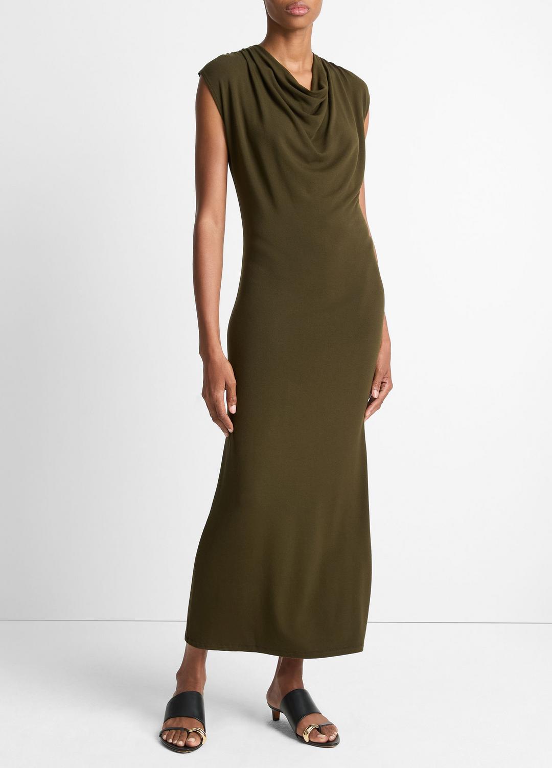 Jersey Draped Cowl-Neck Dress in Dresses & Skirts - VERDE
