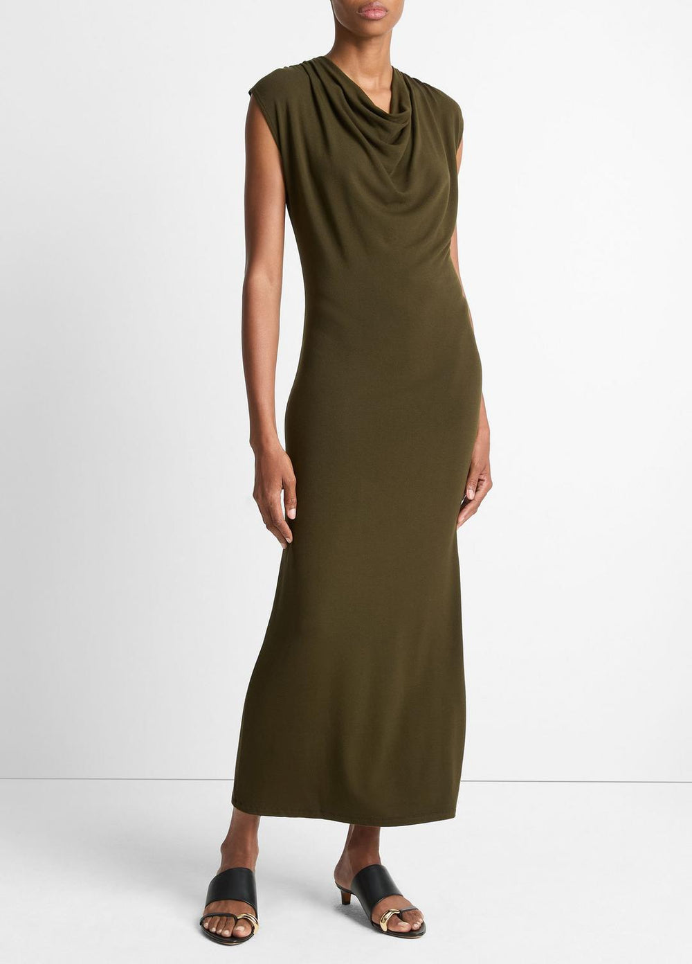 Jersey Draped Cowl-Neck Dress in Dresses & Skirts - VERDE