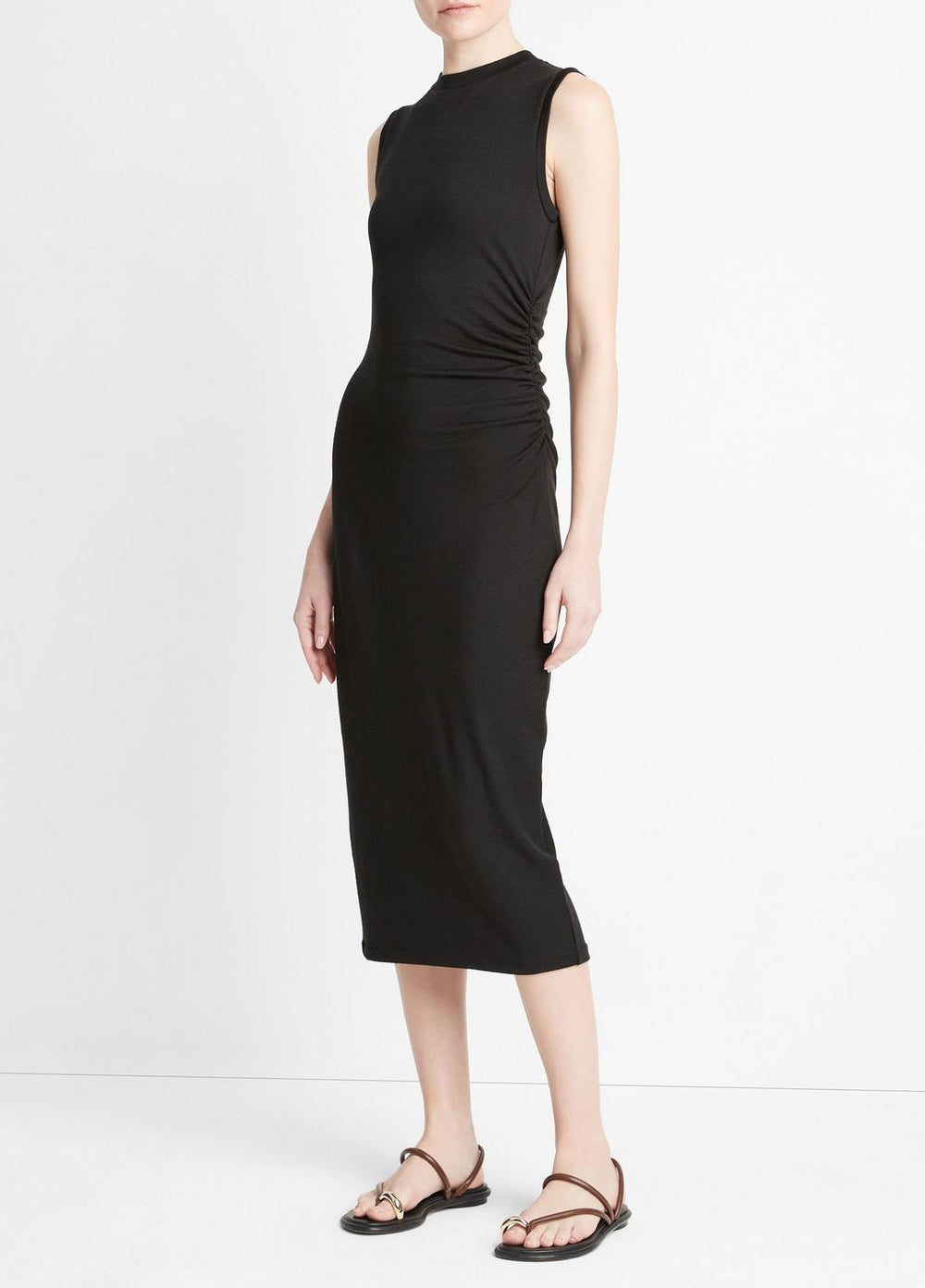 Sleeveless Gathered-Waist Dress in Dresses & Skirts - BLACK