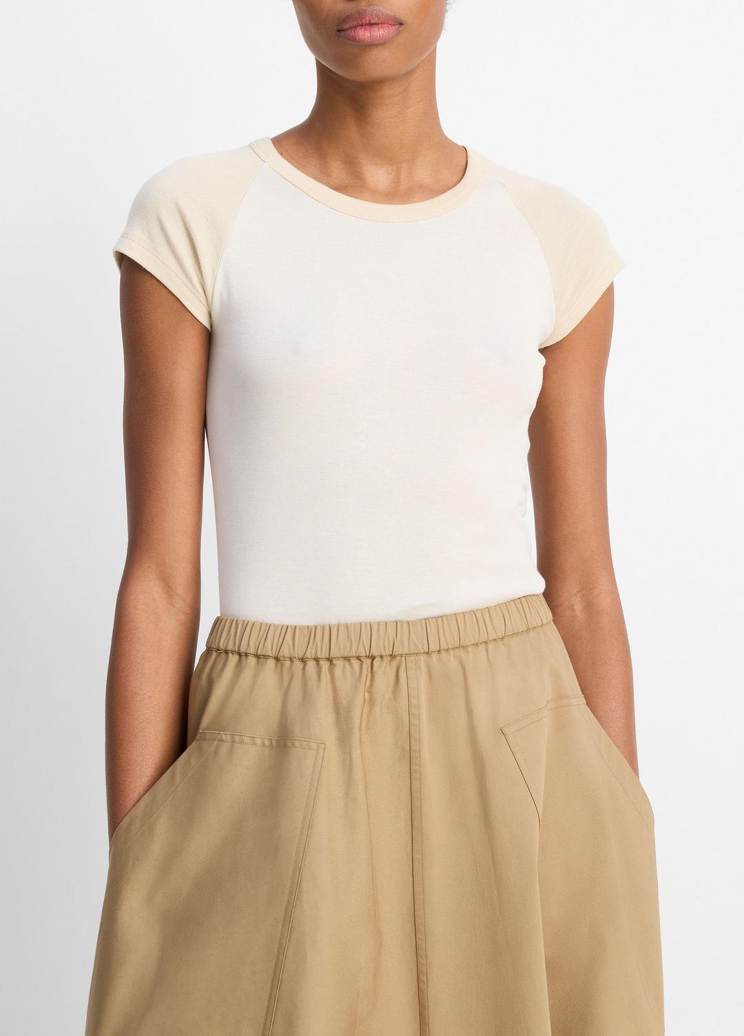 Colorblock Pima Cotton Raglan T-Shirt in Shirts & Tees - OAT SHELL COMBO