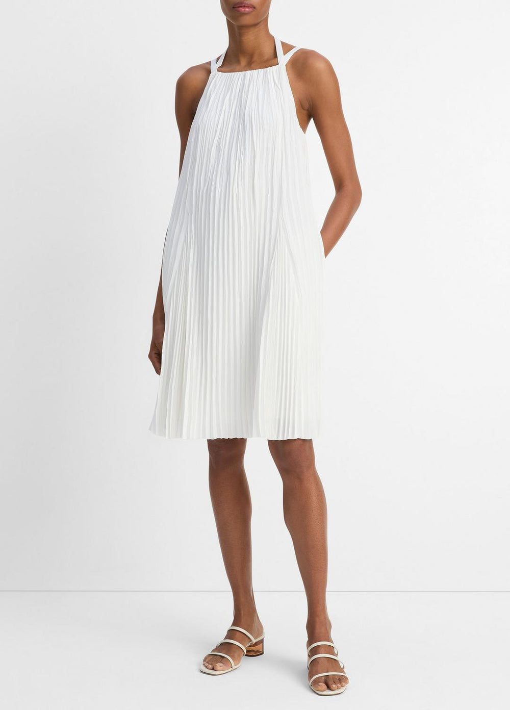Pintuck Pleated A-Line Dress in Dresses & Skirts - OFF WHITE
