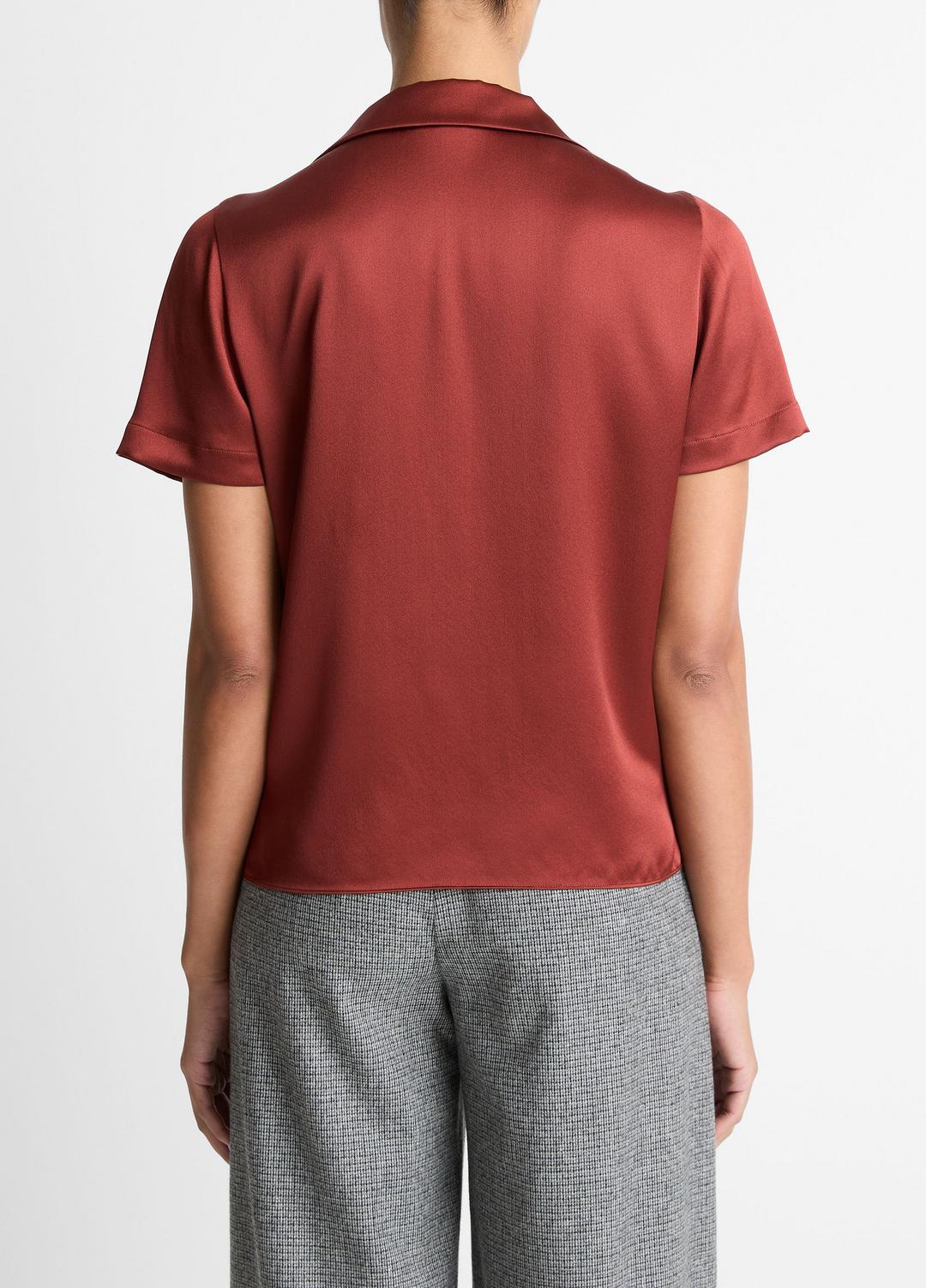 Silk Short-Sleeve Button-Front Shirt in Shirts & Tees - SIENA