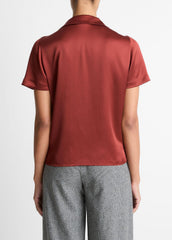 Silk Short-Sleeve Button-Front Shirt in Shirts & Tees - SIENA
