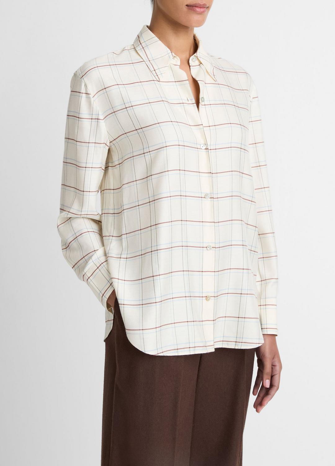 Checked Plaid Button-Front Shirt in Shirts & Tees - CREAM MULTI