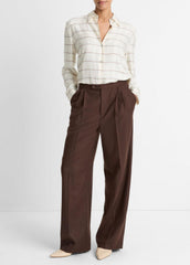 Checked Plaid Button-Front Shirt in Shirts & Tees - CREAM MULTI