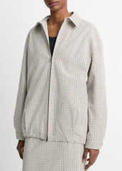 Gardener's Check Cotton Oversized Bomber Jacket in Jackets & Outerwear - STONE/TAN
