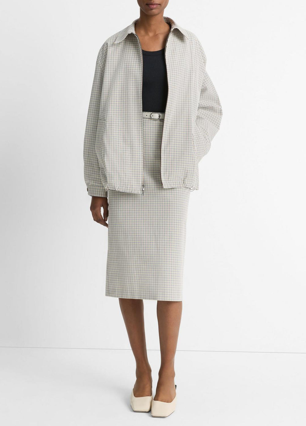 Gardener's Check Cotton Oversized Bomber Jacket in Jackets & Outerwear - STONE/TAN