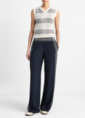 Featherweight Plaid Wool Sweater Vest in Sweaters - OFF WHITE/COASTAL BLUE