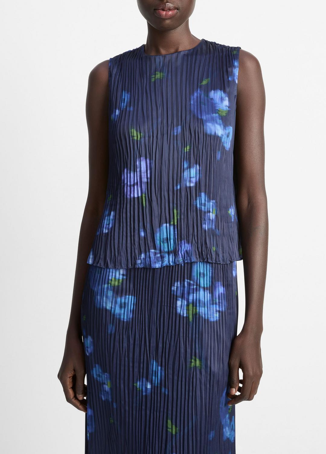 Poppy Blur Crushed Satin Shell in Shirts & Tees - MIDNIGHT
