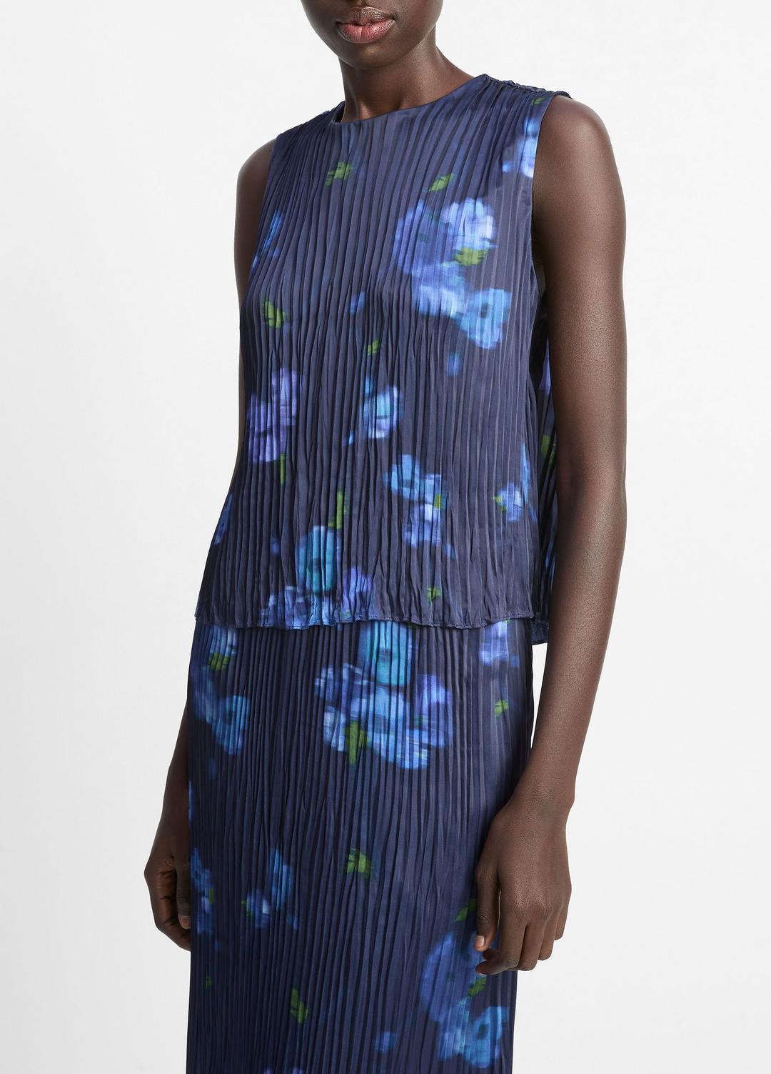 Poppy Blur Crushed Satin Shell in Shirts & Tees - MIDNIGHT