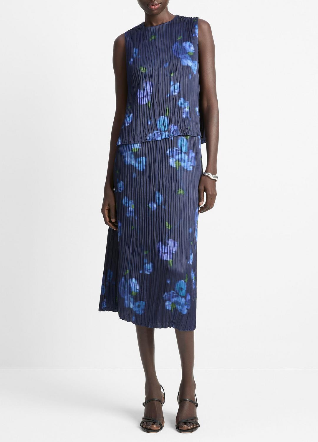Poppy Blur Crushed Satin Shell in Shirts & Tees - MIDNIGHT
