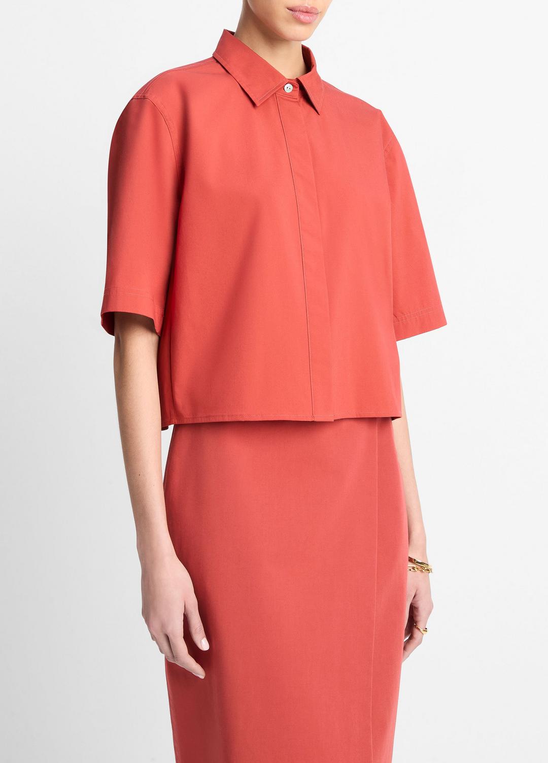 Cotton Short-Sleeve Cropped Shirt in Shirts & Tees - BRICK ROSE