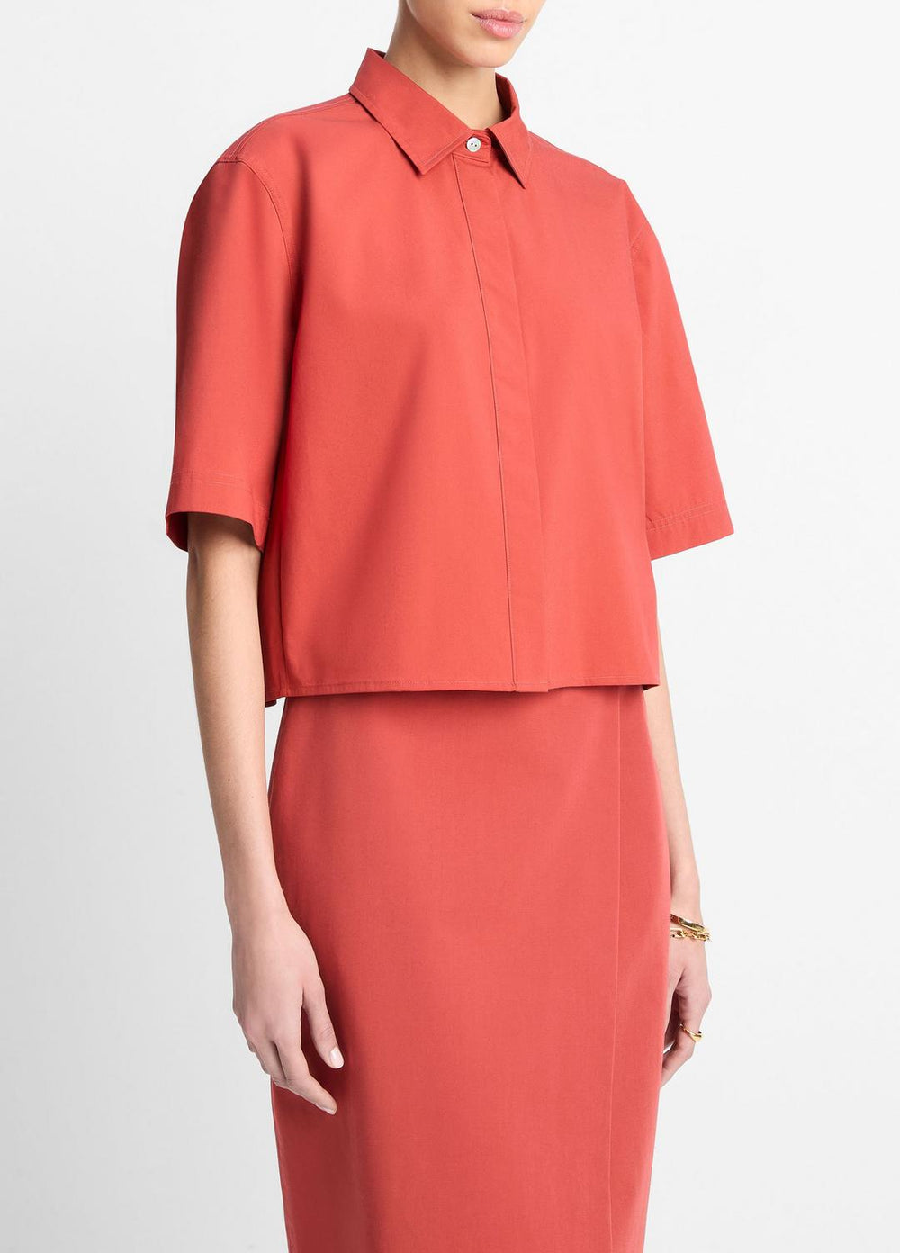 Cotton Short-Sleeve Cropped Shirt in Shirts & Tees - BRICK ROSE