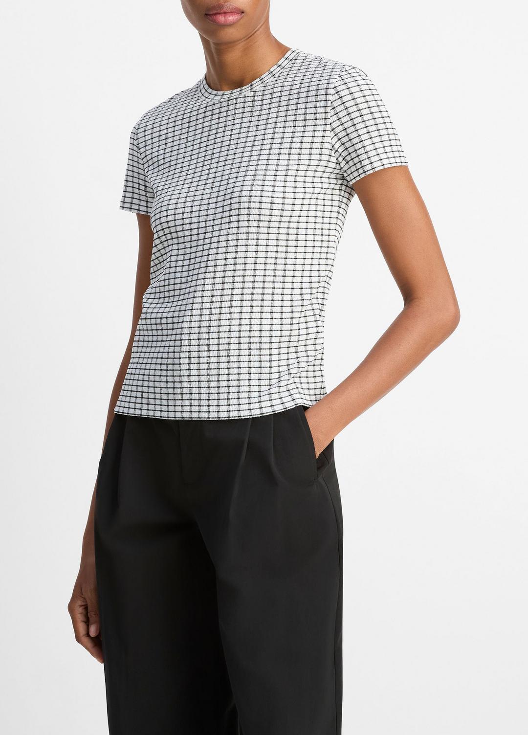 Checked Smocked T-Shirt in Shirts & Tees - BLACK COMBO