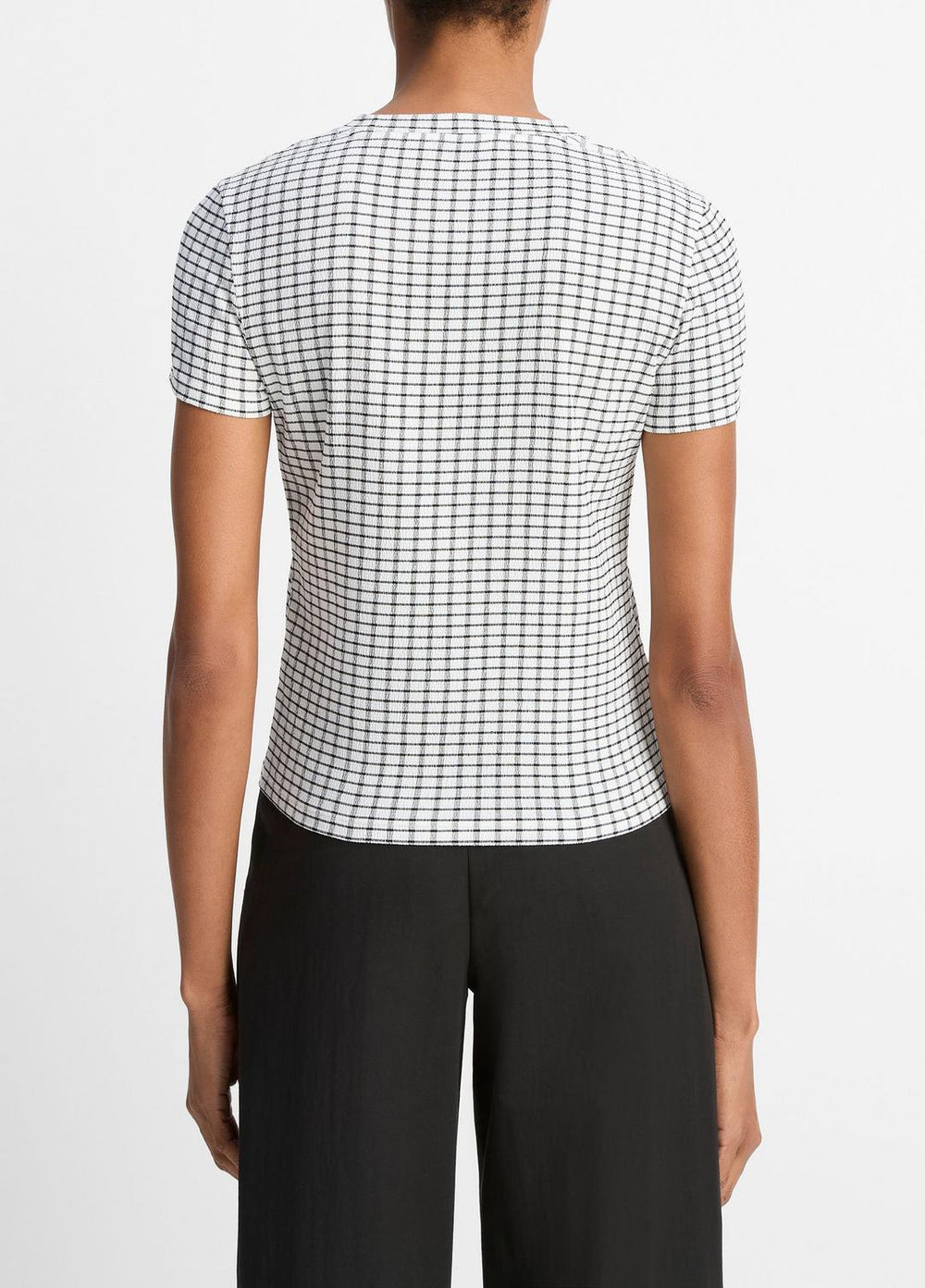 Checked Smocked T-Shirt in Shirts & Tees - BLACK COMBO