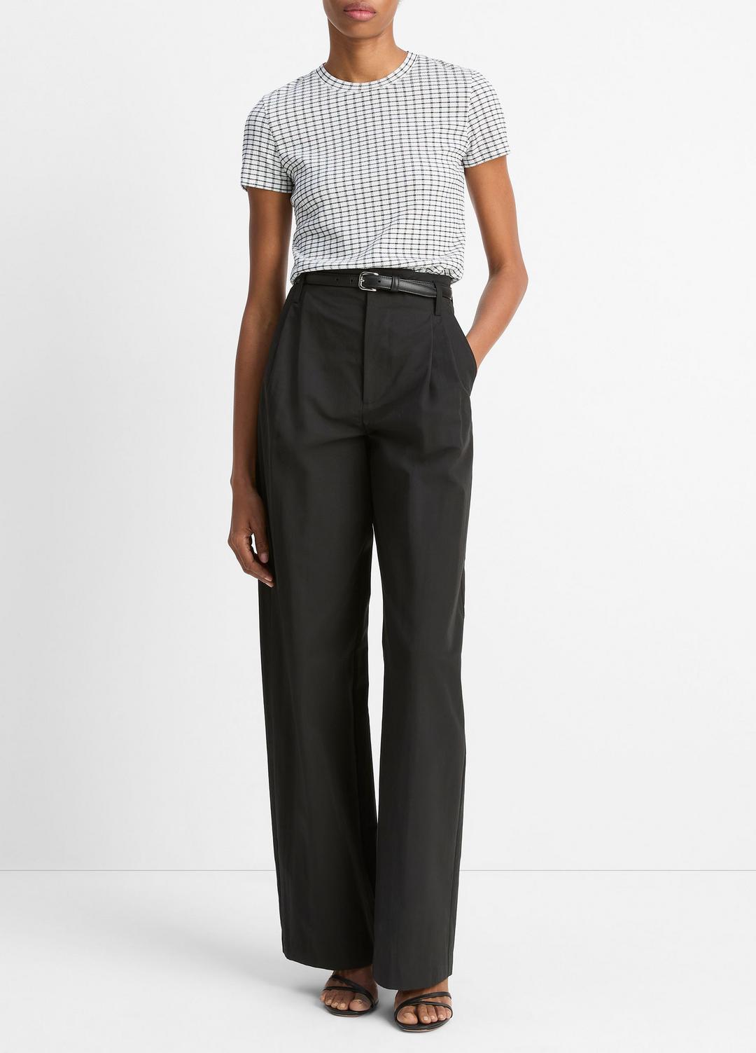 Checked Smocked T-Shirt in Shirts & Tees - BLACK COMBO
