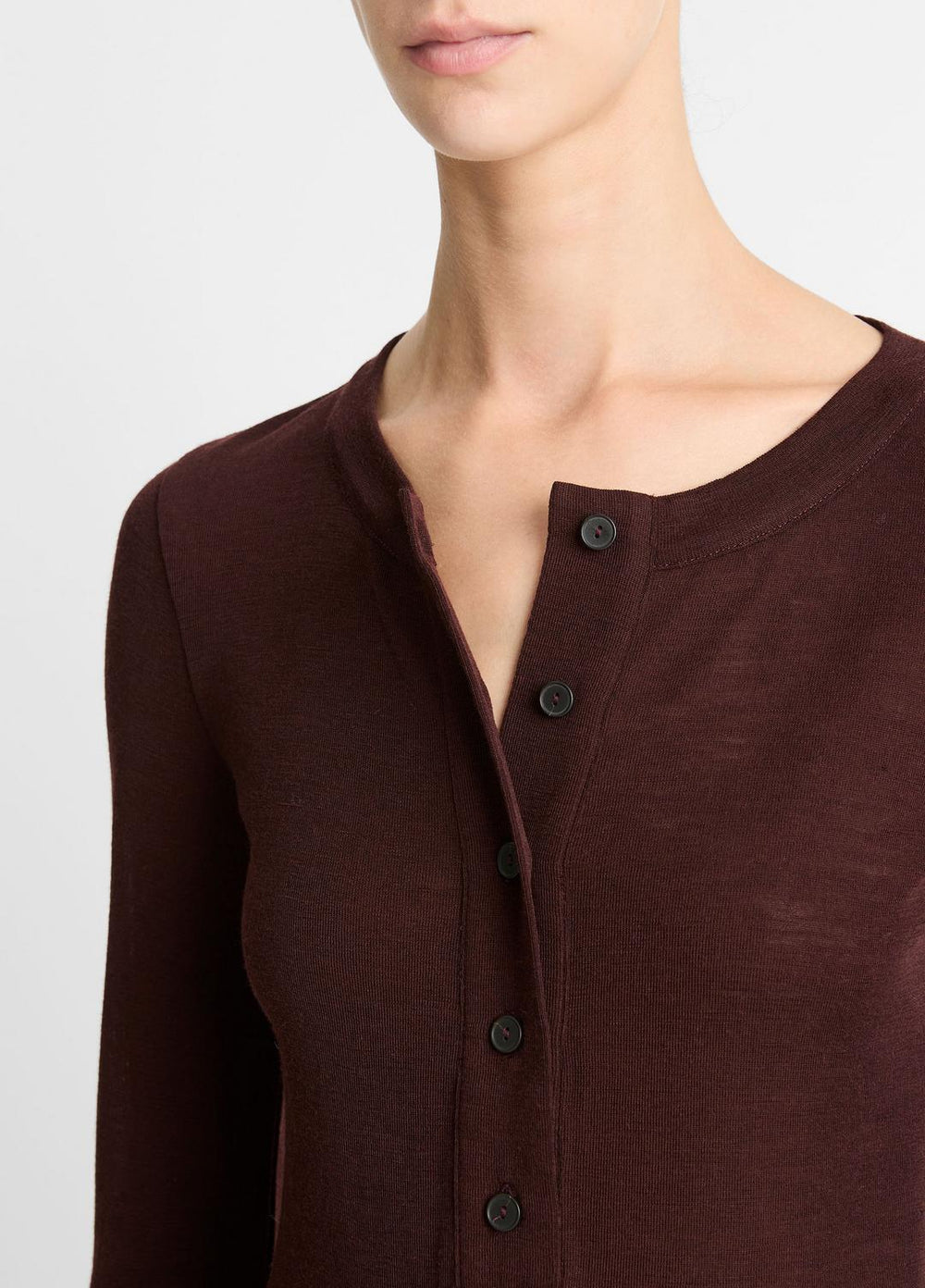 Wool Long-Sleeve Henley in Shirts & Tees - CHERRY NIGHT