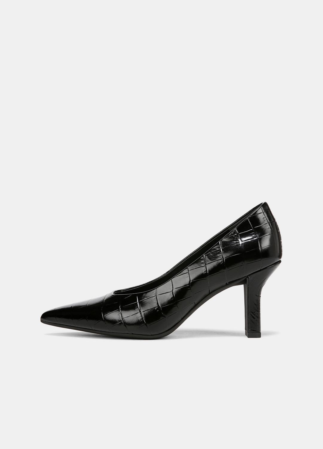Diane Croc-Embossed Leather Pump in Shoes - BLACK