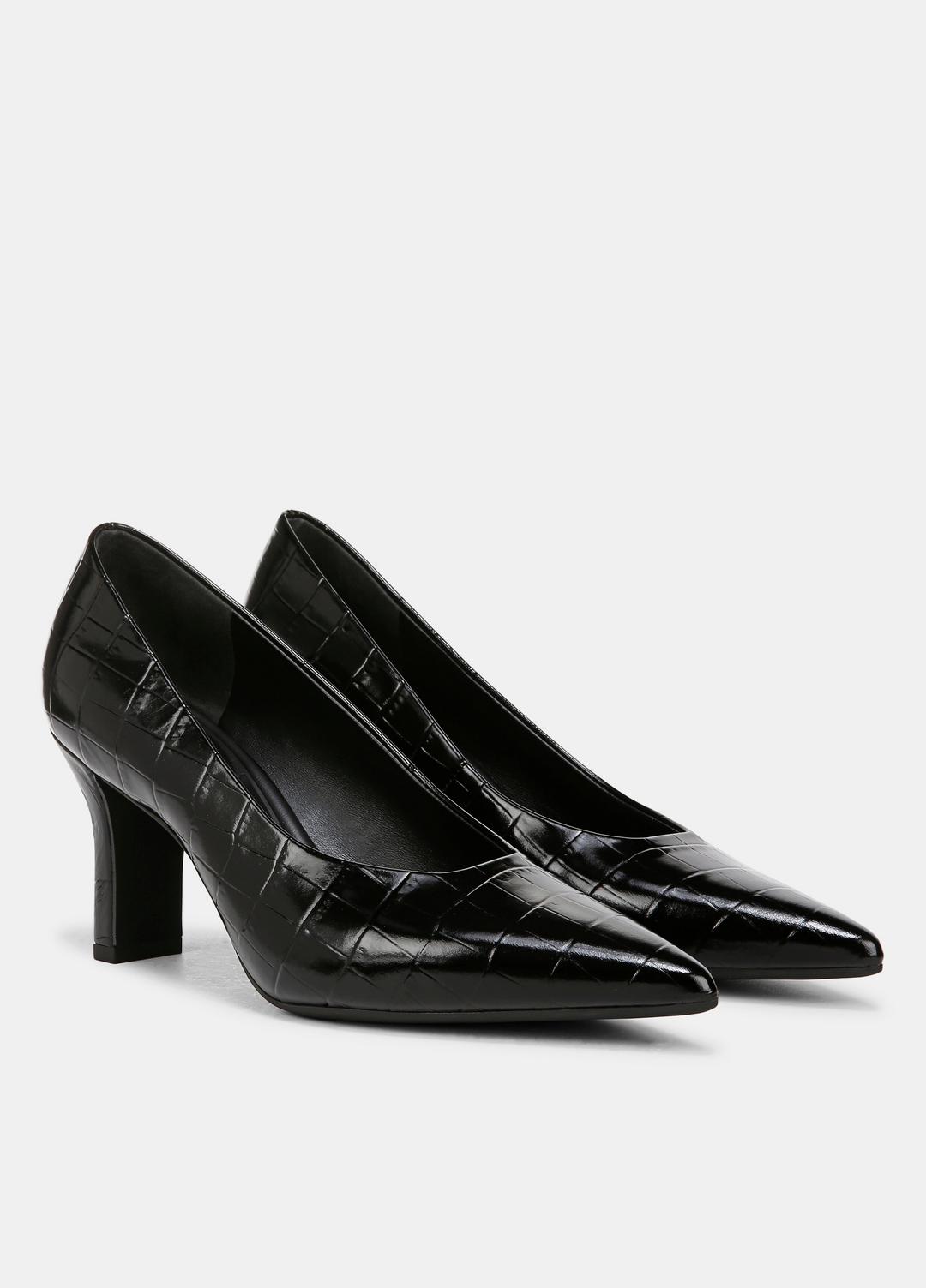 Diane Croc-Embossed Leather Pump in Shoes - BLACK
