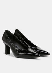 Diane Croc-Embossed Leather Pump in Shoes - BLACK