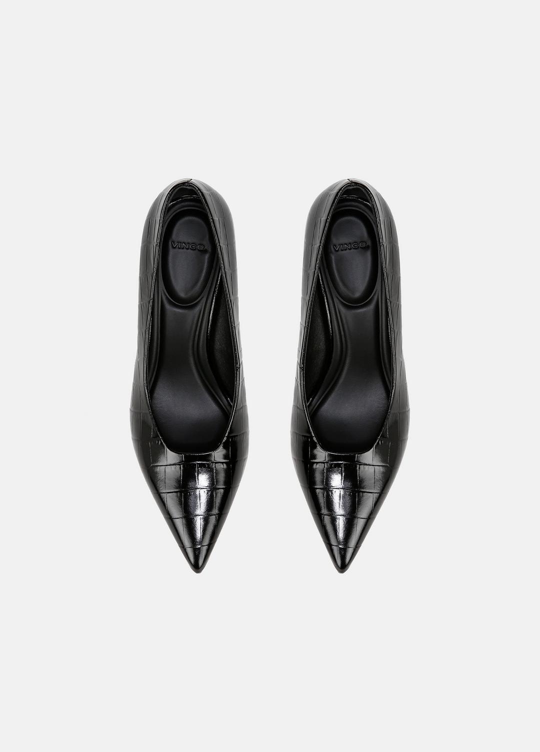 Diane Croc-Embossed Leather Pump in Shoes - BLACK
