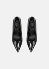Diane Croc-Embossed Leather Pump in Shoes - BLACK