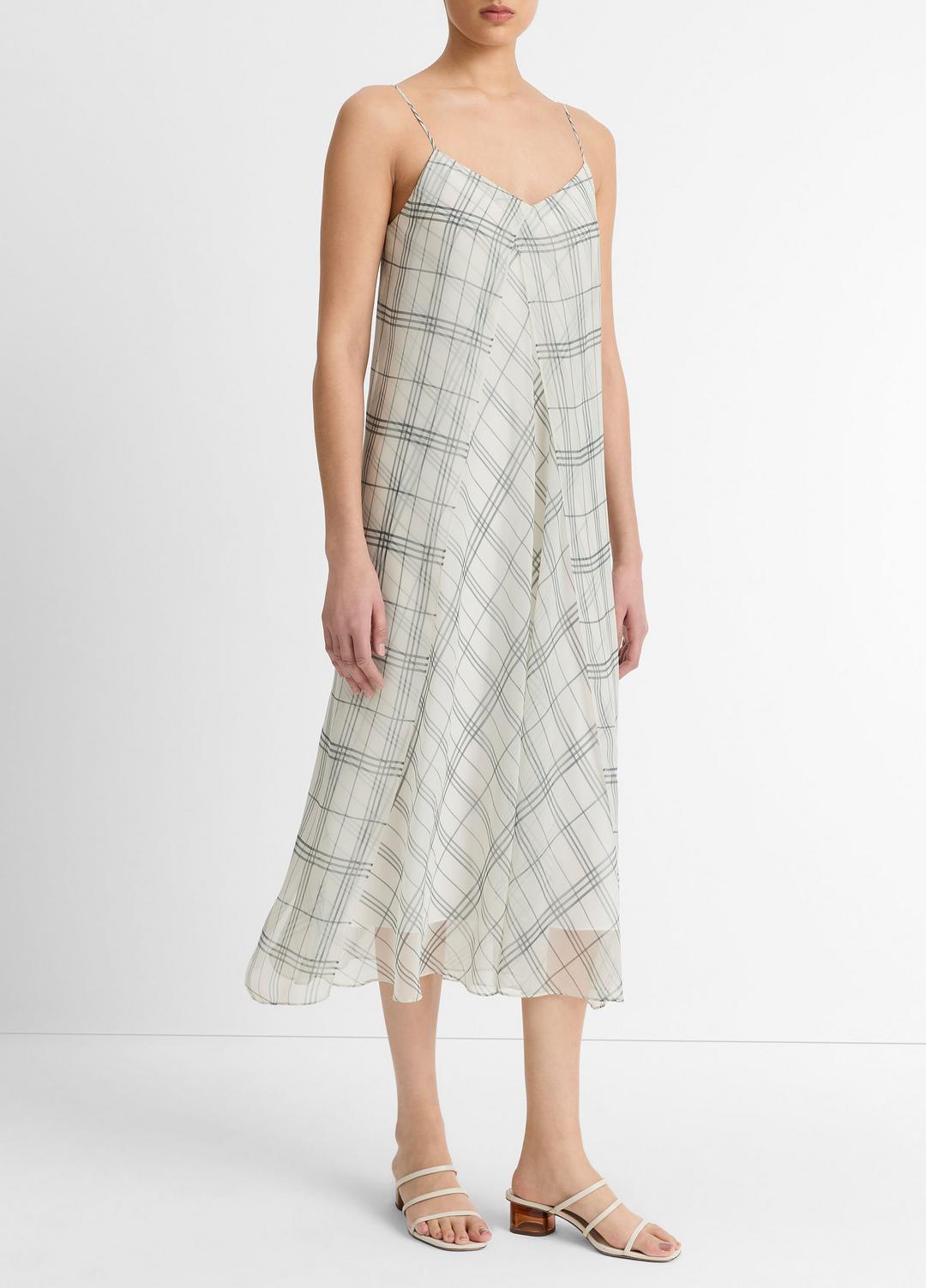 Fenced Plaid Layered Dress in Dresses & Skirts - OFF WHITE/GREY