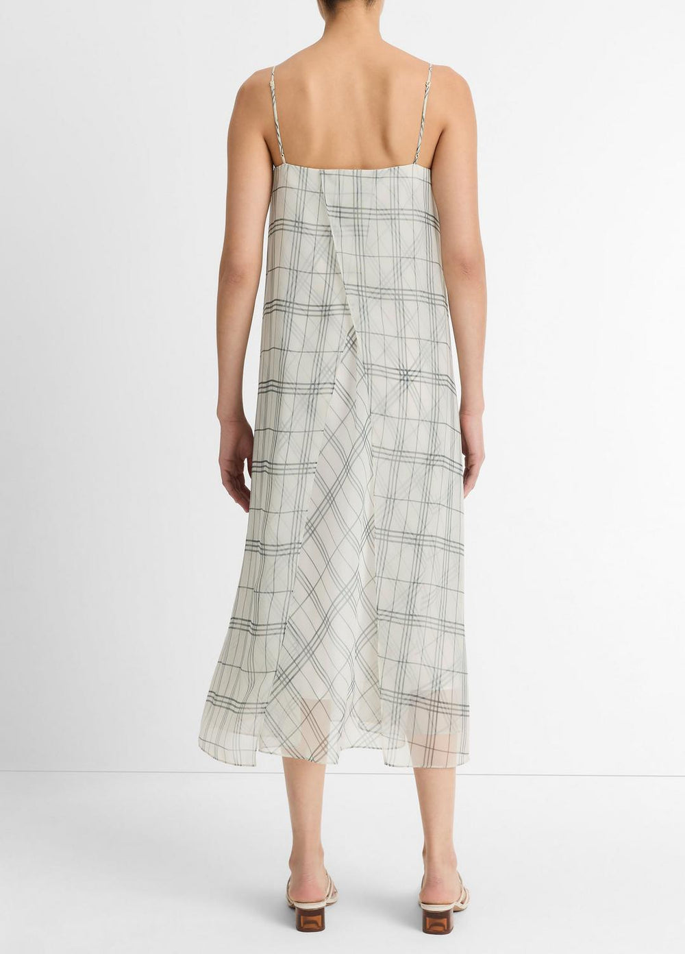 Fenced Plaid Layered Dress in Dresses & Skirts - OFF WHITE/GREY