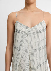 Fenced Plaid Layered Dress in Dresses & Skirts - OFF WHITE/GREY