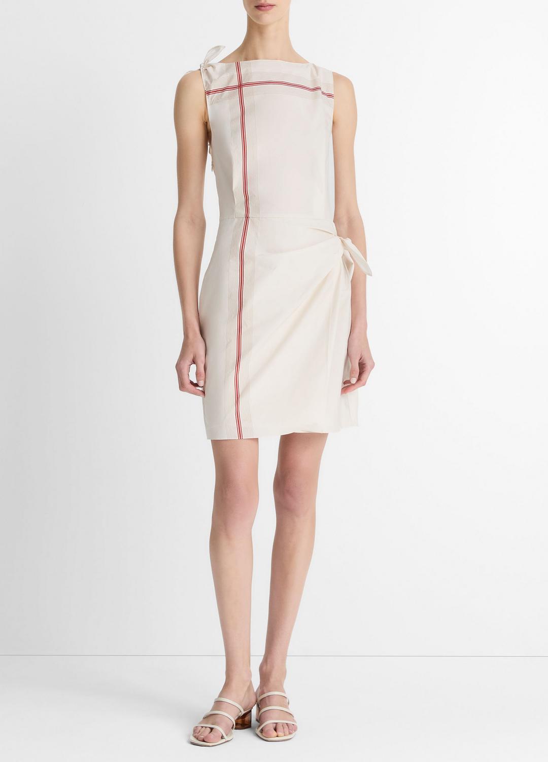Handkerchief-Stripe Wrap Dress in Dresses & Skirts - OAT SHELL/BRICK ROSE