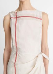 Handkerchief-Stripe Wrap Dress in Dresses & Skirts - OAT SHELL/BRICK ROSE