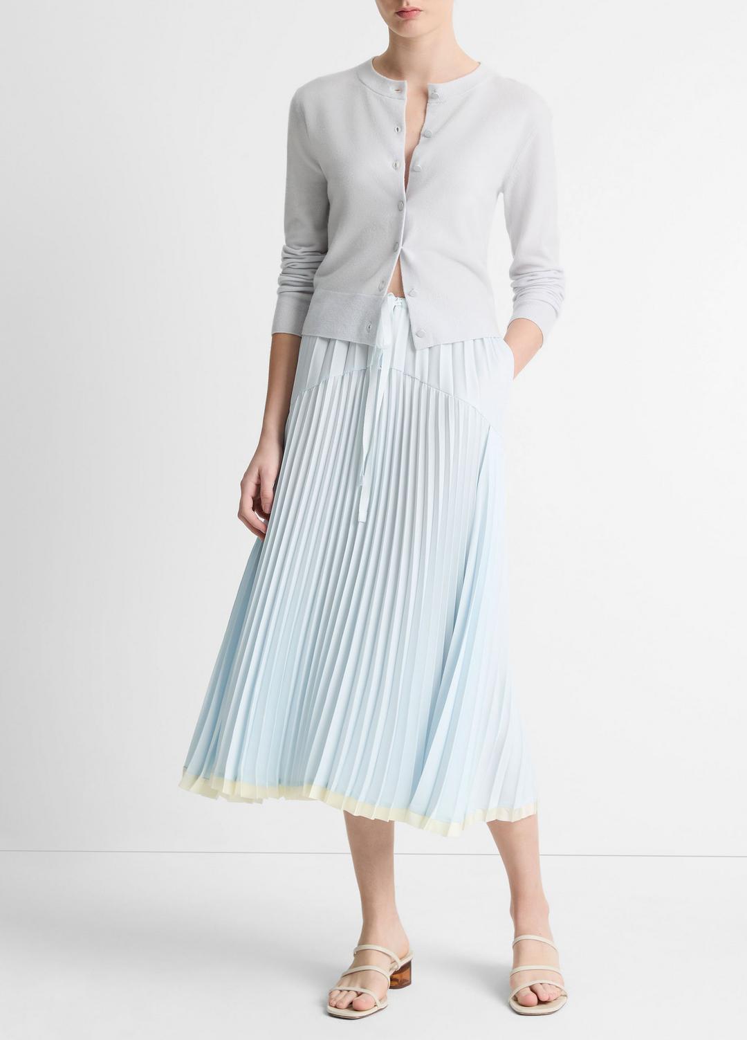 Pleated Satin Tiered Skirt in Dresses & Skirts - SKY MIST