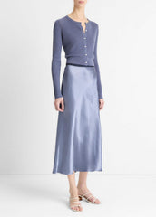 Contrast-Waistband Satin Bias Skirt in Dresses & Skirts - MAUVE THISTLE