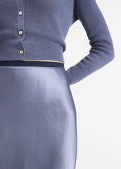 Contrast-Waistband Satin Bias Skirt in Dresses & Skirts - MAUVE THISTLE