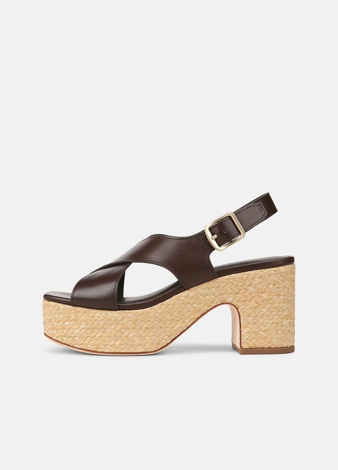 Clementina Leather Platform Sandal in Shoes - CACAO BROWN