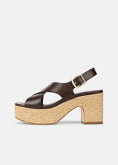 Clementina Leather Platform Sandal in Shoes - CACAO BROWN