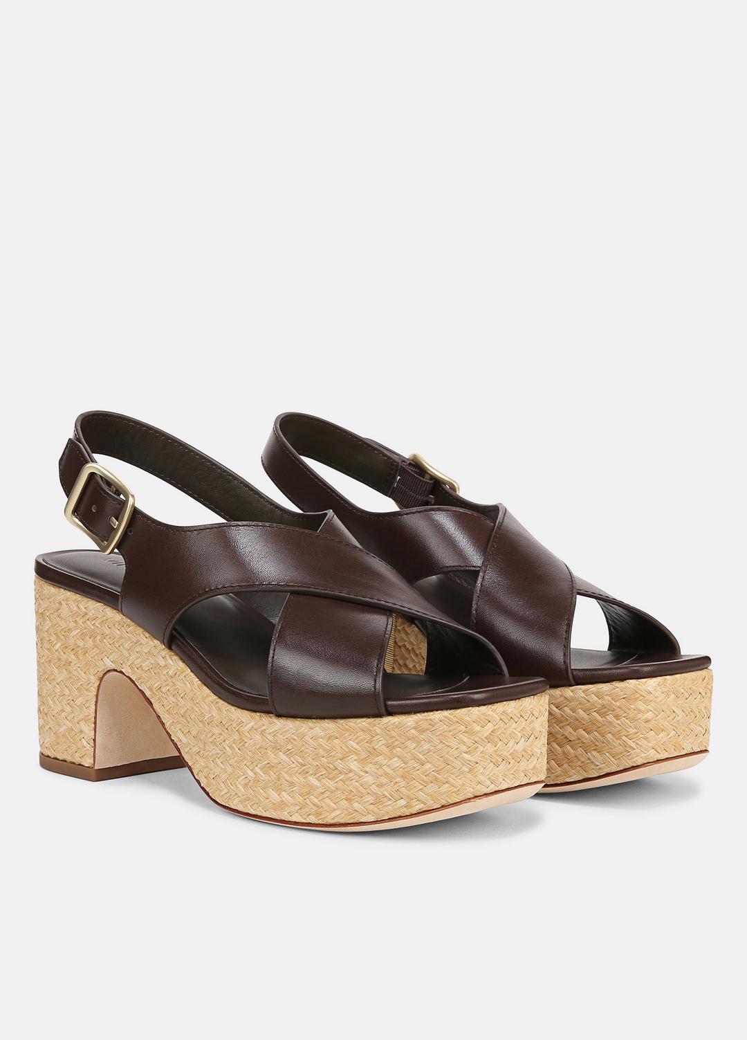 Clementina Leather Platform Sandal in Shoes - CACAO BROWN
