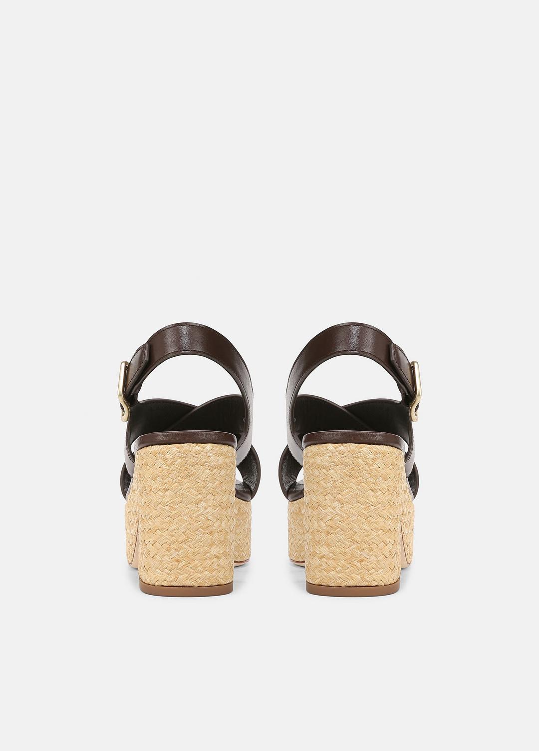 Clementina Leather Platform Sandal in Shoes - CACAO BROWN